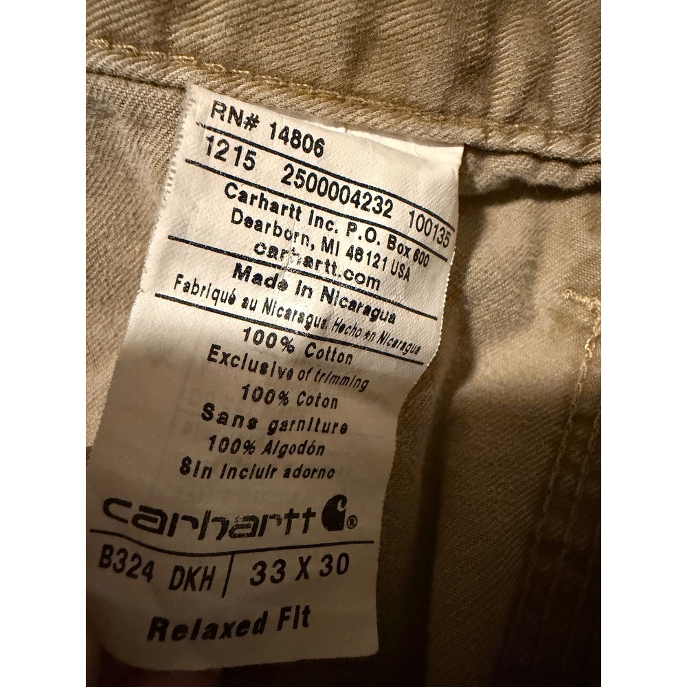 Carhartt Relaxed Fit Carpenter Work Pants Khaki Men 33x30 B324 DKH - Picture 7 of 7